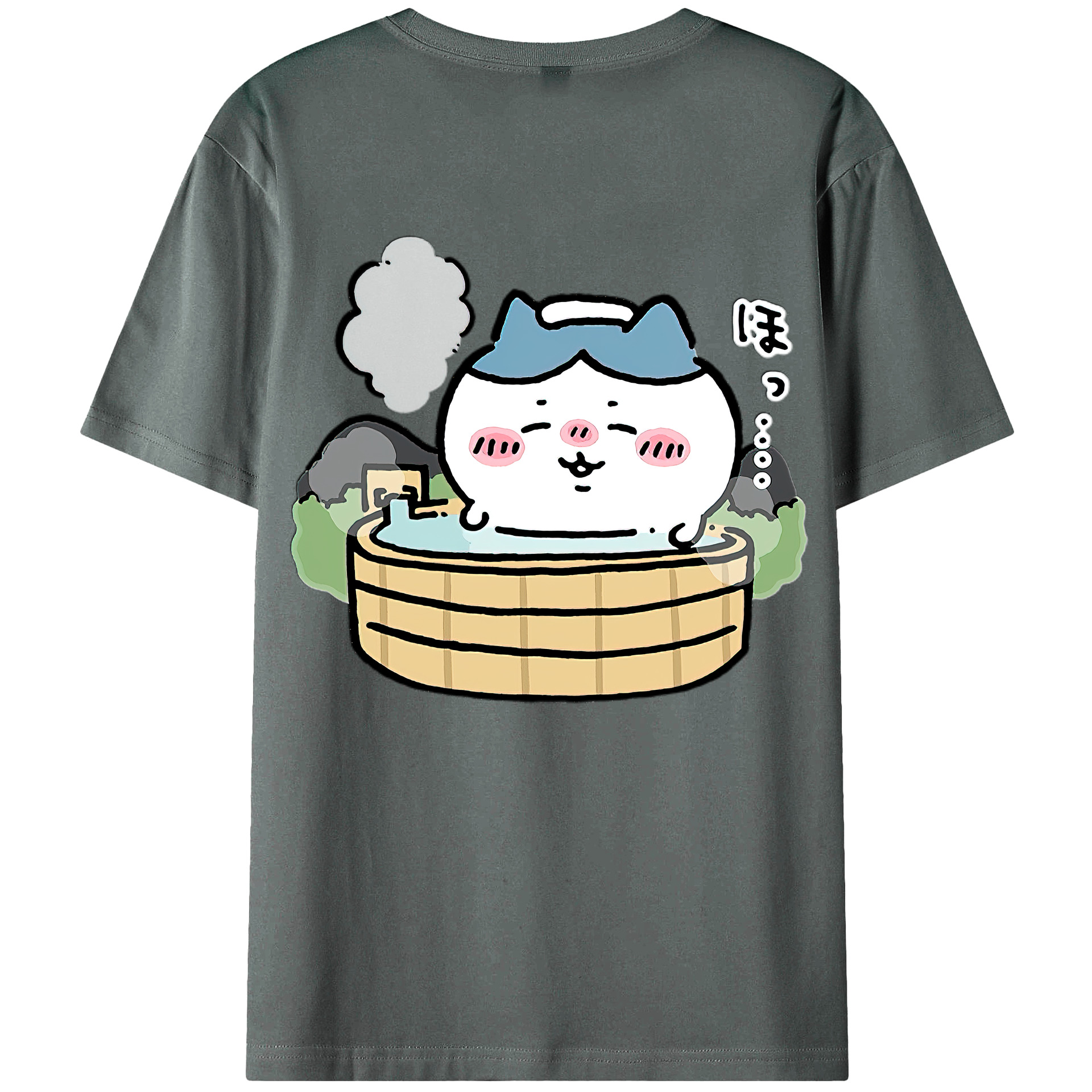 （画像用） ちいかわ ハチワレ Chii-kawa hachiware 綿100％ メンズ半袖Tシャツ（バックプリント） 通気性